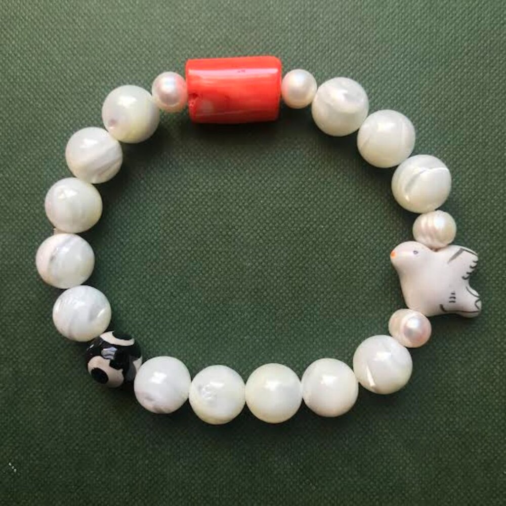 One of a kind handmade stretch bracelet . High quality